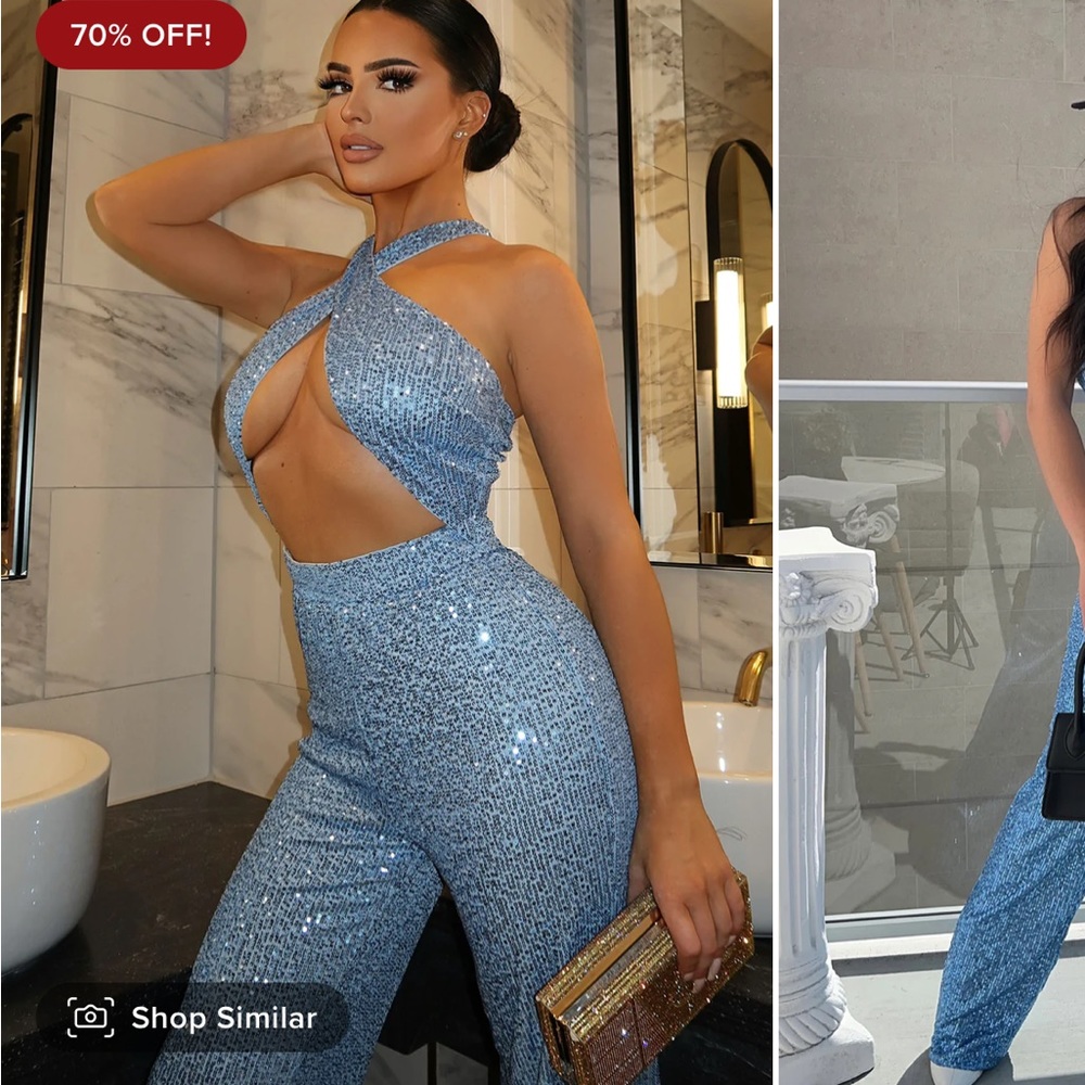 NEW!! With tags Fashion Nova sequin jumpsuit
